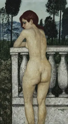 Nudo con fondo fiesolano - Painting by © Béla Czene - AmorArt