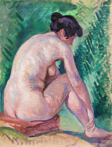 Nudo seduto di Maximilien LuceMaximilien Luce (Parigi, Francia, 1858-1941) è stato un artista post-impressionista francese che ha iniziato la sua carriera come incisore e in seguito ha seguito la linea puntinista di Seurat e Signac. 