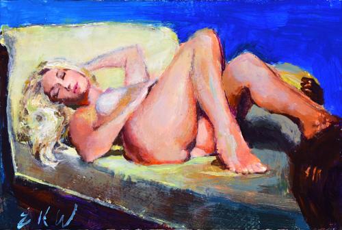 On A Daybed - Painting by © Eric Wallis - AmorArt