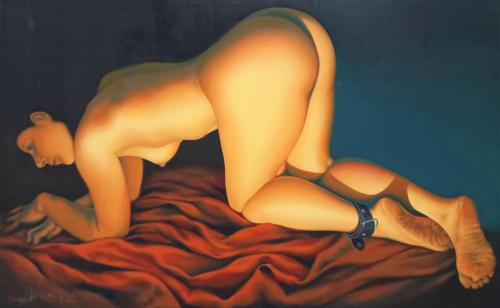On Red Drapery. 2007 - Painting by © Smadar Katz - AmorArt