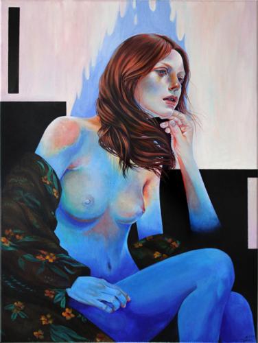 Opaline blue - Painting by © Martine Johanna - AmorArt