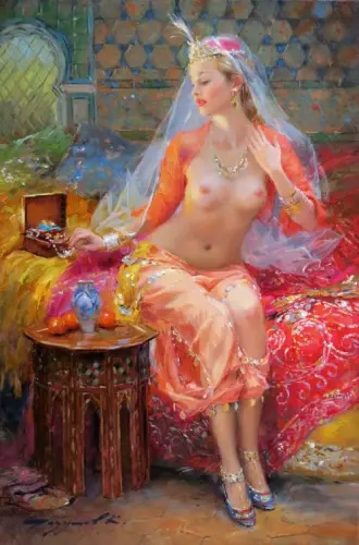 Oriental Beauty 2 - Painting oil on canvas by © Konstantin Razumov - AmorArt