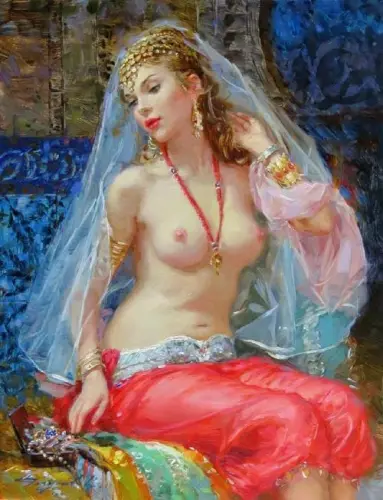 Oriental Beauty 4 - Painting oil on canvas by © Konstantin Razumov - AmorArt