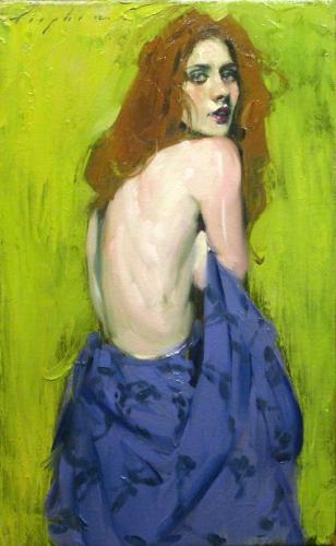 Over her shoulder -Painting by © Malcolm T. Liepke - AmorArt