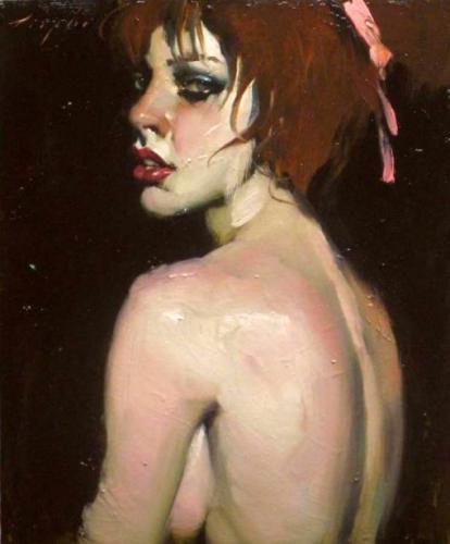 Over her shoulder - Painting by © Malcolm T. Liepke - AmorArt
