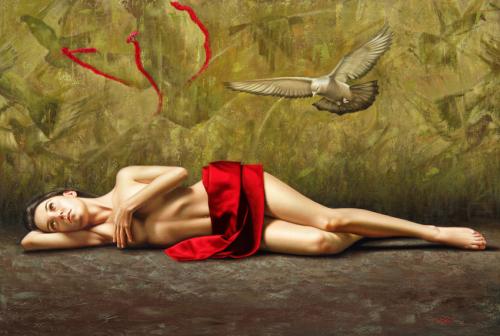 Paz - Hyperrealist Painting by © Omar Ortiz - AmorArt