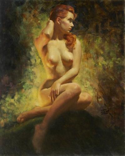 Pin Up Painting - Painting oil on canvas by © Earl Moran - AmorArt