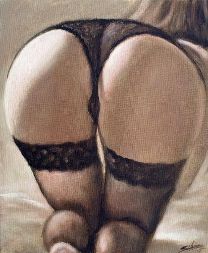 Rear view IV - Painting Oil on canvas by © John Silver - AmorArt