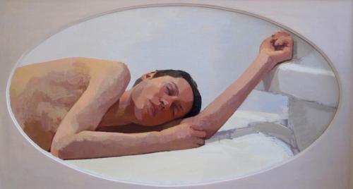 Reclining Head and Arm II - Oval - 2007 - Painting by Andy Pankhurst - AmorArt