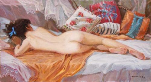 Reclining Nude In The Morning - Artwork by Stanislav Fomenok © AmorArt