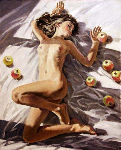 Reclining Nude With Apples - Artwork by Stanislav Fomenok © AmorArt