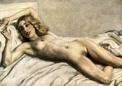 Reclining nude - Painting by © Marcel René Von Herrfeldt - AmorArt
