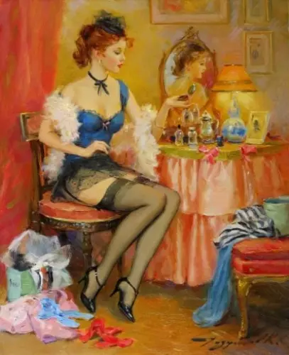 Reflections in the mirror - Painting oil on canvas by © Konstantin Razumov - AmorArt