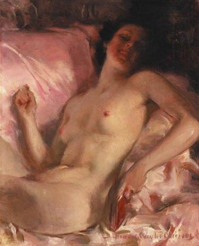 Ritratto di donna nuda – HC ChristyHoward Chandler Christy (Duncan Falls, Ohio, USA, 1872-1952) è stato un pittore che, per motivi commerciali, divenne un famoso illustratore.