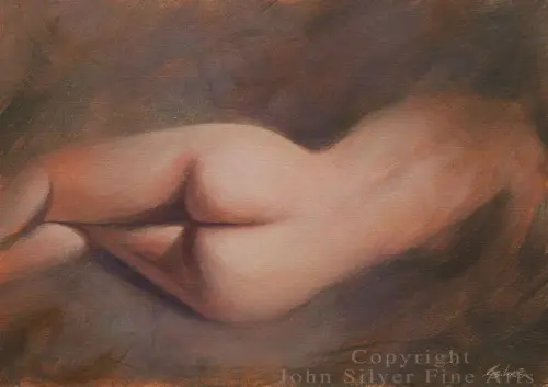 Ritratto nudo sensuale - Painting Oil on canvas by © John Silver - AmorArt