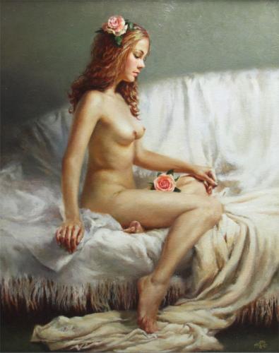 Rose - Nude figurative painting by © Momo Zhou - AmorArt_07