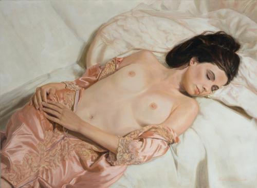 Satin and Lace - Painting oil on linen by © Mark Lovett - AmorArt