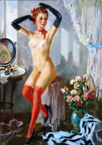 Seated Nude - Painting by Stanislav Fomenok