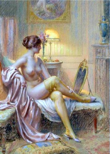 Semi nude lady - Painting of © Delphin EnjoIras - AmorArt