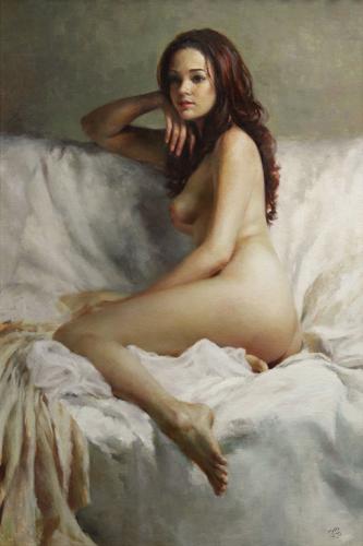 Serenade - Nude figurative painting by © Momo Zhou - AmorArt_04