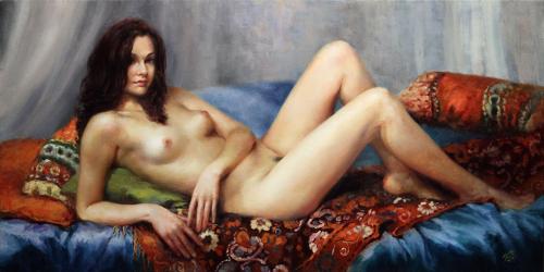 Silk - Nude figurative painting by © Momo Zhou - AmorArt_06