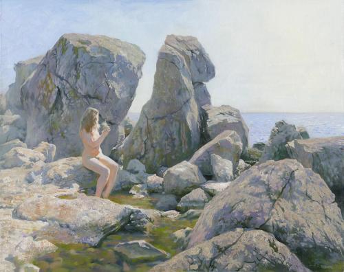 Spring at the Rock Shore - Painting by © Denis Chernov