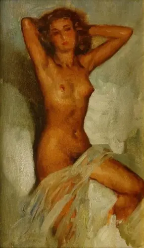 Study of a female nude III - Painting oil on canvas - by © José Cruz Herrera - AmorArt