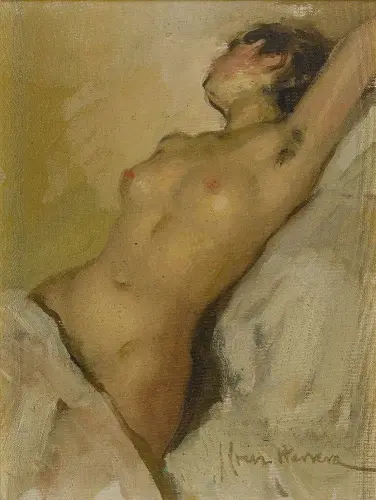Study of a female nude - Painting oil on canvas - by © José Cruz Herrera - AmorArt