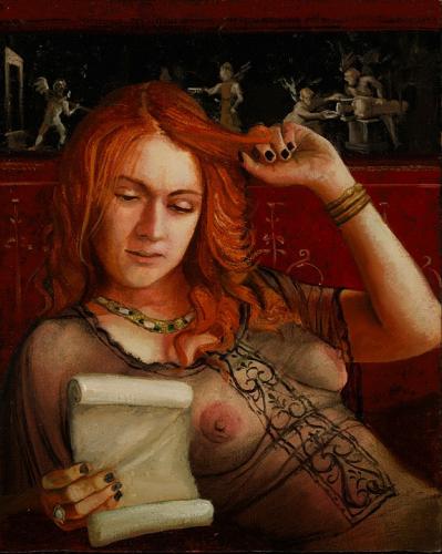 Sulpicia Reading Her Poem - Painting oil on linen by © Bruce Erikson - AmorArt