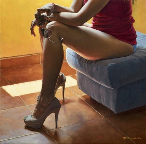 Tacones altos II - Painting Oil on canvas by © Fidel Molina - AmorArt