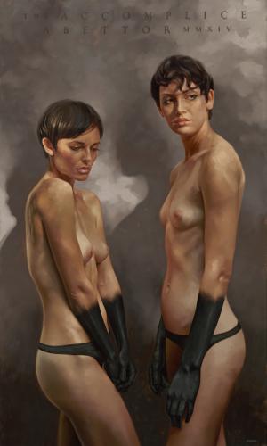The Accomplice, The Abettor - Painting oil on canvas by © Aaron Nagel - AmorArt
