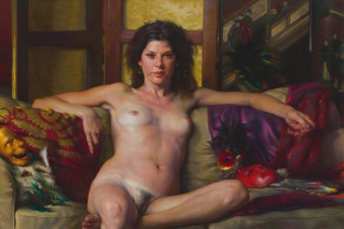 The Actress (Marisa Tomei) - Painting oil on canvas by © Nelson Shanks - AmorArt