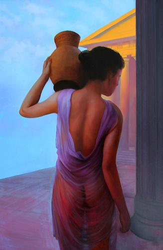 The Water-Bearer at Dusk - Painting oil on linen by © Bruce Erikson - AmorArt
