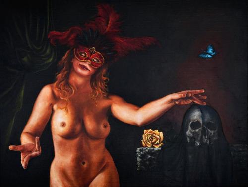 The masquerade - Paintig oil on canvas by © Oleg Baulin - AmorArt