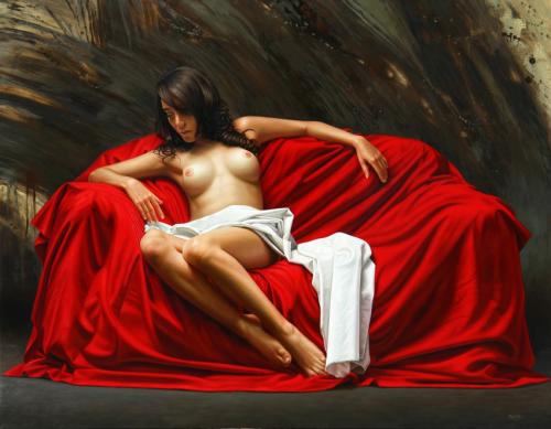 The red symphony - Hyperrealist Painting by © Omar Ortiz - AmorArt