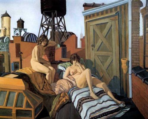 The roof - Artwork by Jack Beal - 1931-2013 American PainterJack Beal è nato a Richmond, in Virginia, e ha vissuto a Oneonta, New York, con la moglie, l'artista Sondra Freckelton. Morì a Oneonta nell'agosto 2013... 