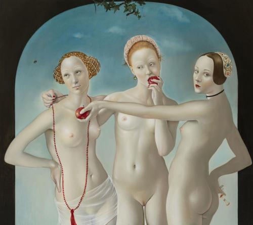 Three Babes - Painting oil on canvas by © Anita Arbidane - AmorArt