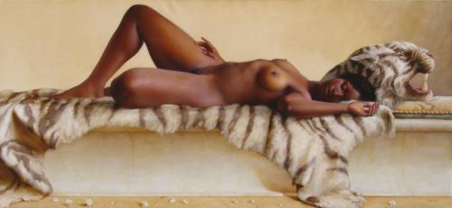 Tiger Nude - Painitng by © Paul Brown - AmorArt