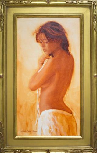Topless Grisaille - Painting oil on linen by © Mark Lovett - AmorArt
