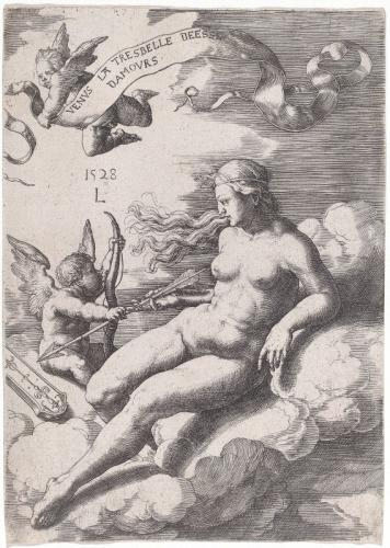 Venere e Cupido di Lucas van LeydenLucas van Leyden o Lucas Hugensz (Leida, Paesi Bassi, 1484-1533) è una delle figure più importanti dell'incisione olandese. Influenzato da Dürer , di cui sarebbe stato un grande amico, e ammirato da Rembrandt, creò un'opera di natura allegorica e religiosa