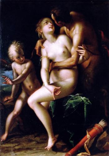 Venus And Cupid With A Satyr