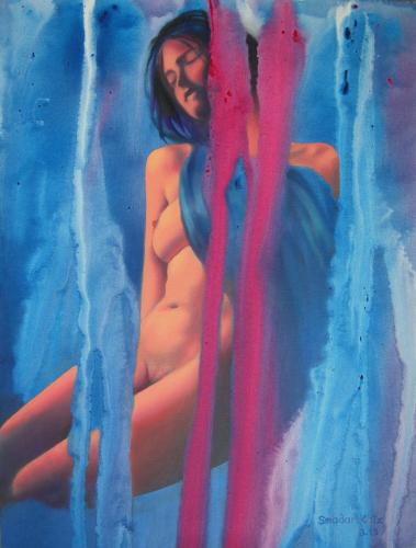 Venus  Master, Red Barriers. 2013 - Painting by © Smadar Katz - AmorArt
