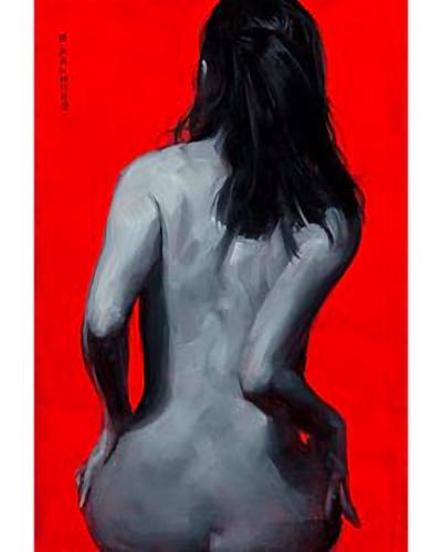 Woman On Red 2 - Painting oil on panel by © David Palumbo - AmorArt