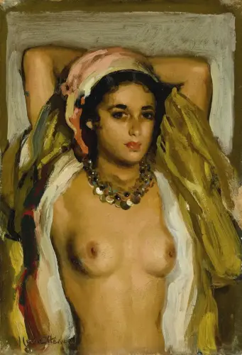 YOUNG ORIENTAL LADY WITH A NECKLACE - Painting oil on canvas - by © José Cruz Herrera - AmorArt