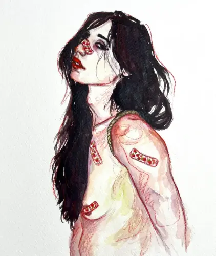 anaé - Watercolor, colored pencil on paper by © Xenia Snagowski - AmorArt