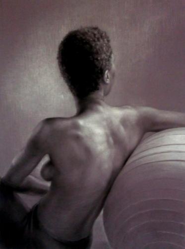 “back study”. 50×65 cm Charcoal and conte - Painting by © Paul Beel - AmorArt