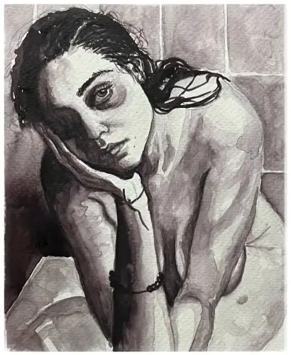 grey - Watercolor on paper by © Xenia Snagowski - AmorArt