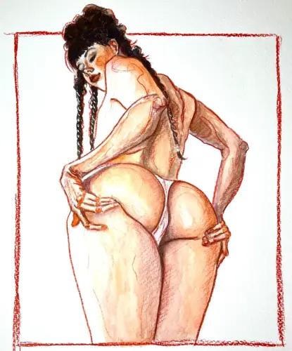 jewel`s braids - Watercolor, colored pencil on paper by © Xenia Snagowski - AmorArt