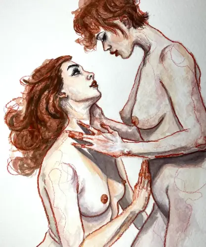 love - Watercolor, colored pencil on paper by © Xenia Snagowski - AmorArt