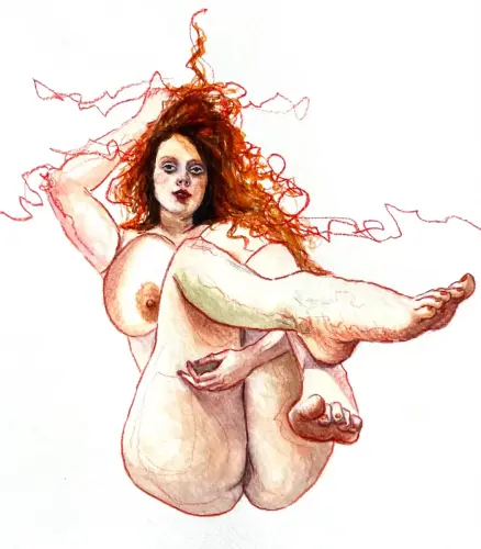 love me now - Watercolor, colored pencil on paper by © Xenia Snagowski - AmorArt